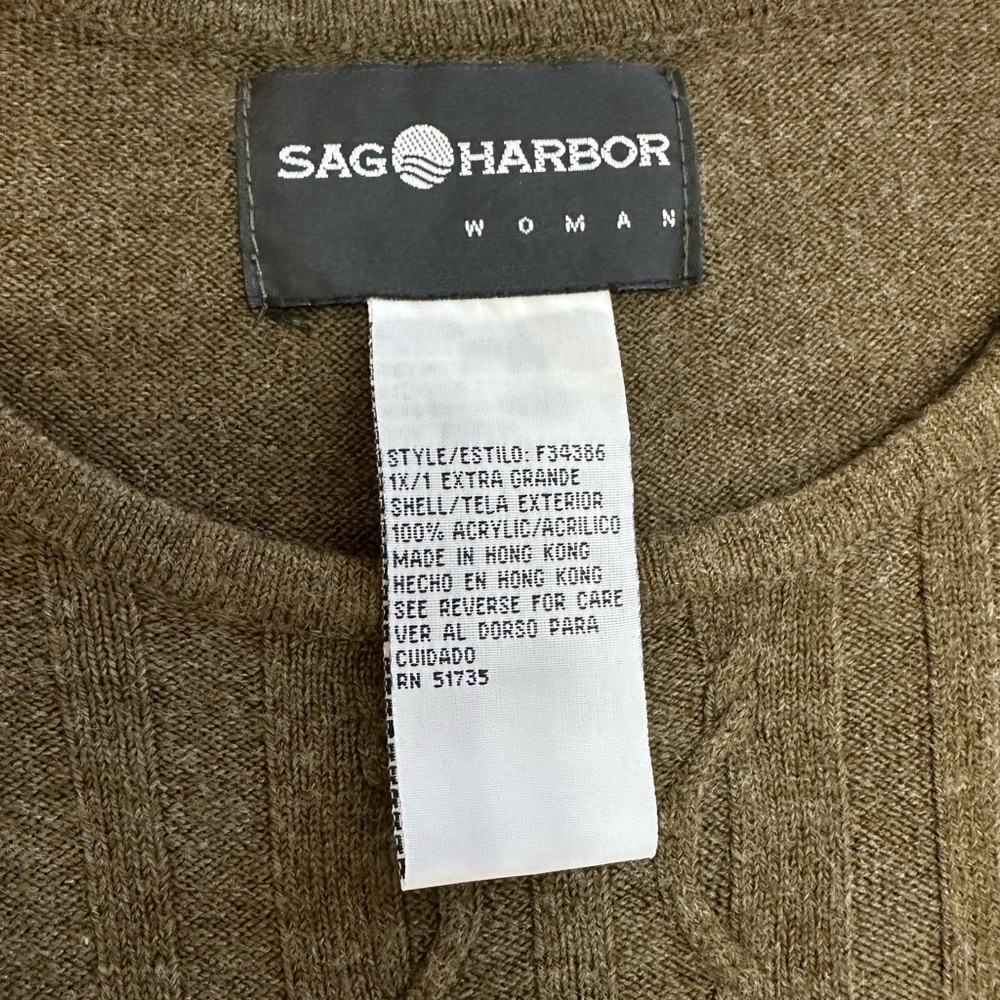 New Vintage Sag Harbor Plus Women Short Sleeve Cable Knit Acrylic Sweater 1X - Picture 6 of 13